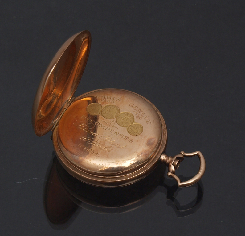 Golden watch casing without mechanism with enamel and precious stones
