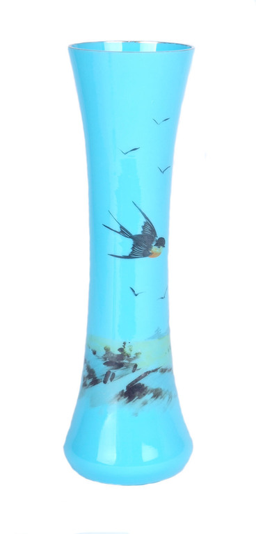 Стеклянная ваза с птицами