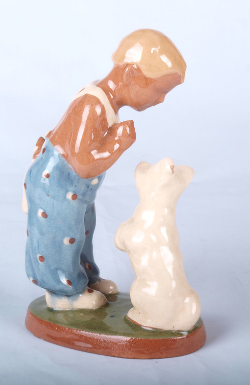 Ceramic figure „Boy with dog ”