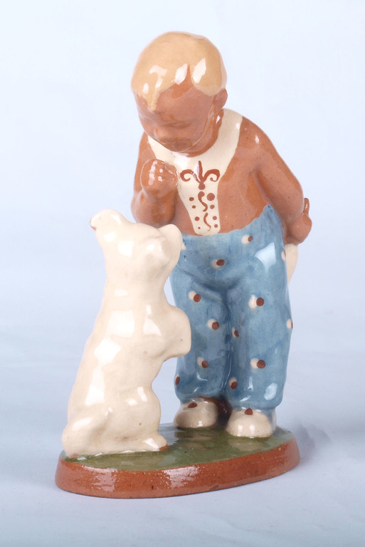 Ceramic figure „Boy with dog ”
