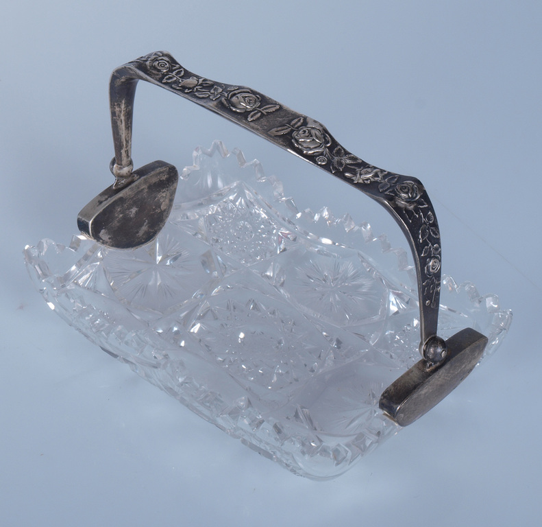 Кристальная миска для сладостей с серебряной отделкой
