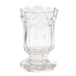 Glass cup with Jewish symbols