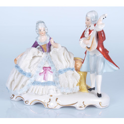 Porcelain figure „Lady and musician”