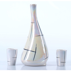 Porcelain decanter with two glasses