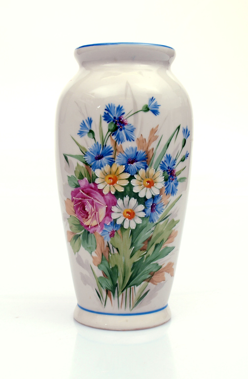 Porcelain vase with cornflower