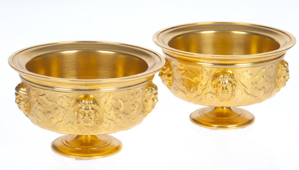 Pair of gilded bronze dishes