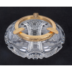 Crystal ashtray with gold-plated silver finish