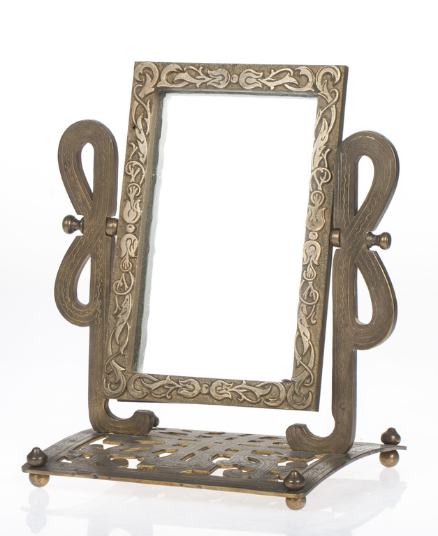 Brass table mirror