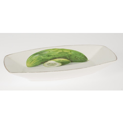 Porcelain serving plate with cucumbers