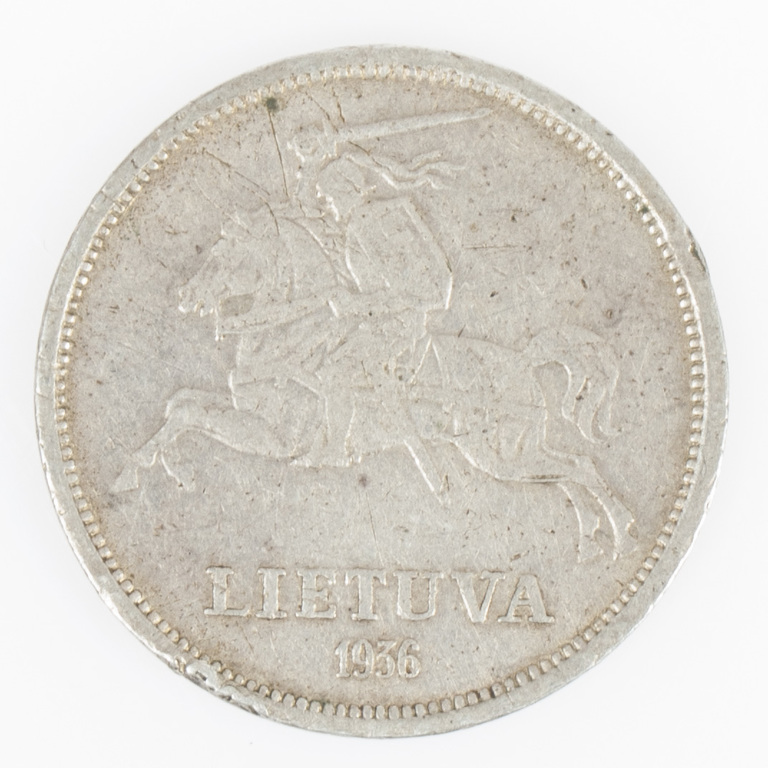 Coin of Lithuanian 5 litas 1936