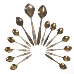 Gold plated silver spoon set (15 piec.)