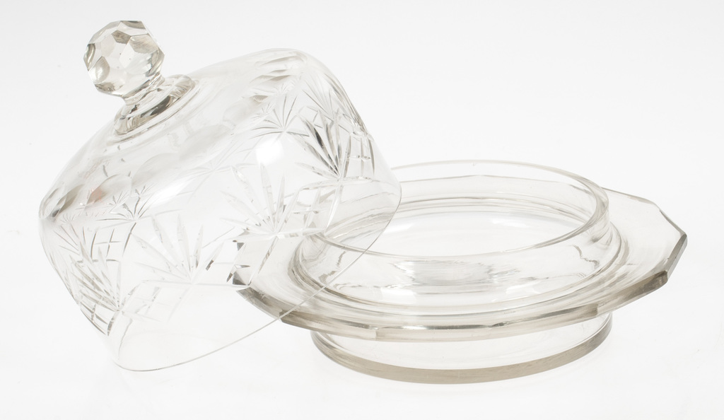 Glass butter dish with lid. 