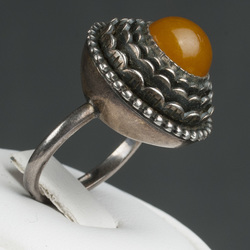 Silver ring  with amber