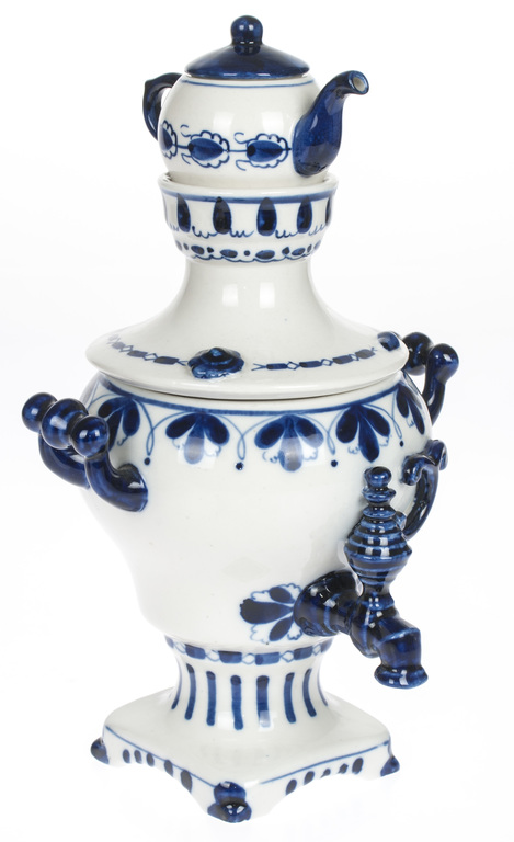 Porcelain samovar with small porcelain pot
