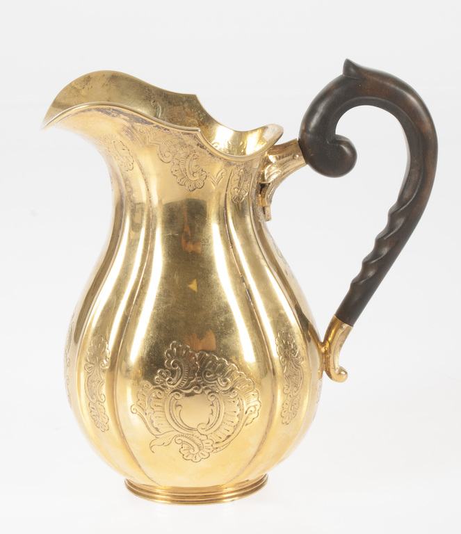 Gold-plated silver set - Coffee pot, tea pot, water pitcher, bowl of cream, sugar-basin