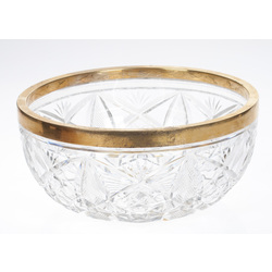 Crystal bowl with a gold-plated silver finish