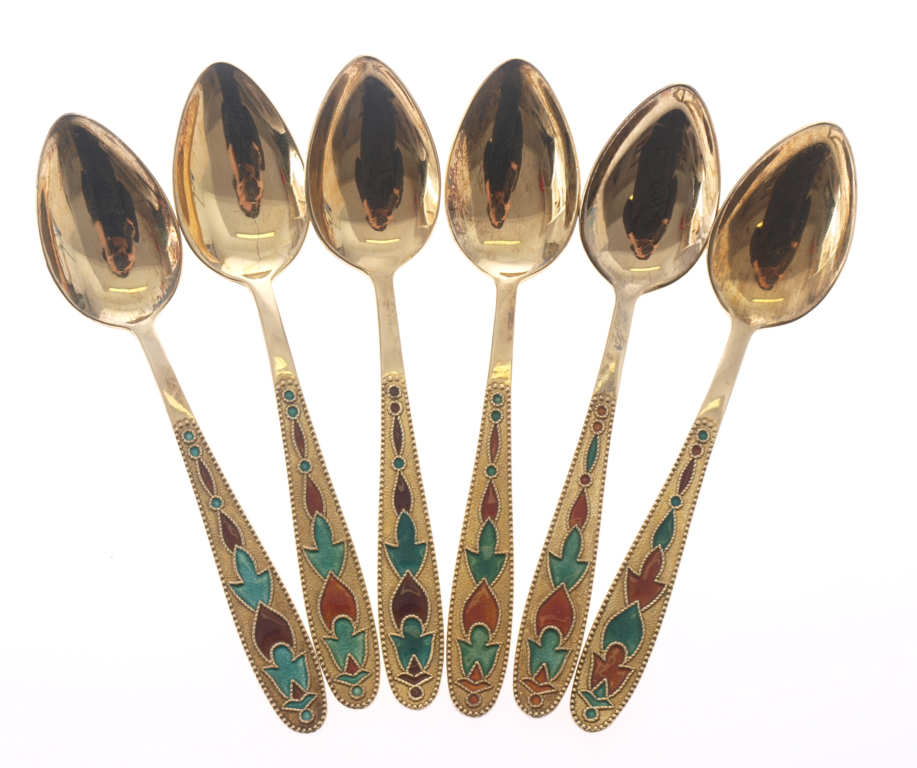 Gold-plated silver spoons - 6 pcs.