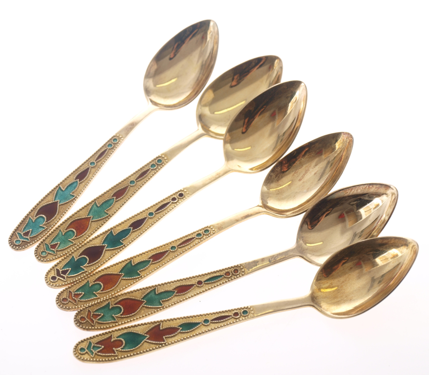 Gold-plated silver spoons - 6 pcs.