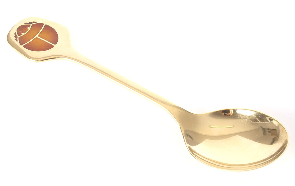 Large guilded silver spoon with 1color of enamel