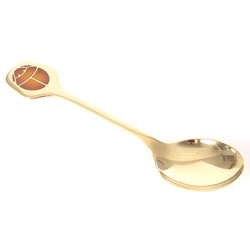 Large guilded silver spoon with 1color of enamel