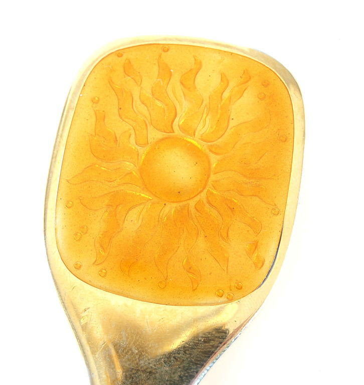 Large guilded silver spoon with 1color of enamel “Sun”