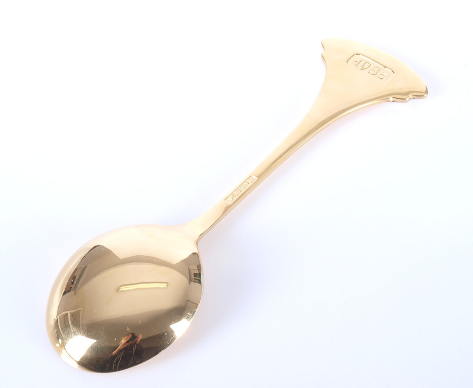 Large guilded silver spoon with 2 color of enamel