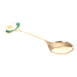 Large guilded silver spoon with 3 color of enamel “Water lily”