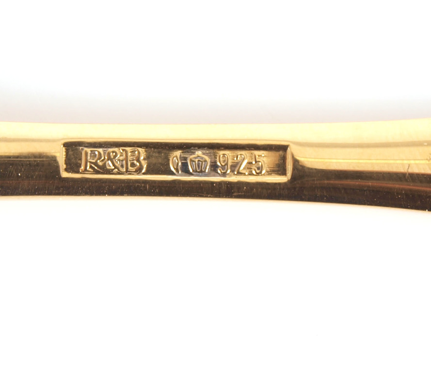 Большая позолоченная серебряная ложка с три цветной эмаль“Kолос”
