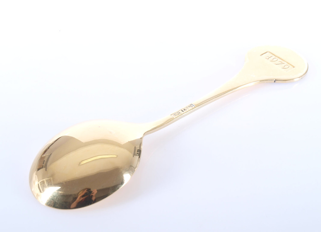 Large guilded silver spoon with 2 color of enamel “Moon”
