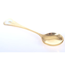 Large guilded silver spoon with 1 color of enamel ”Dandelion”