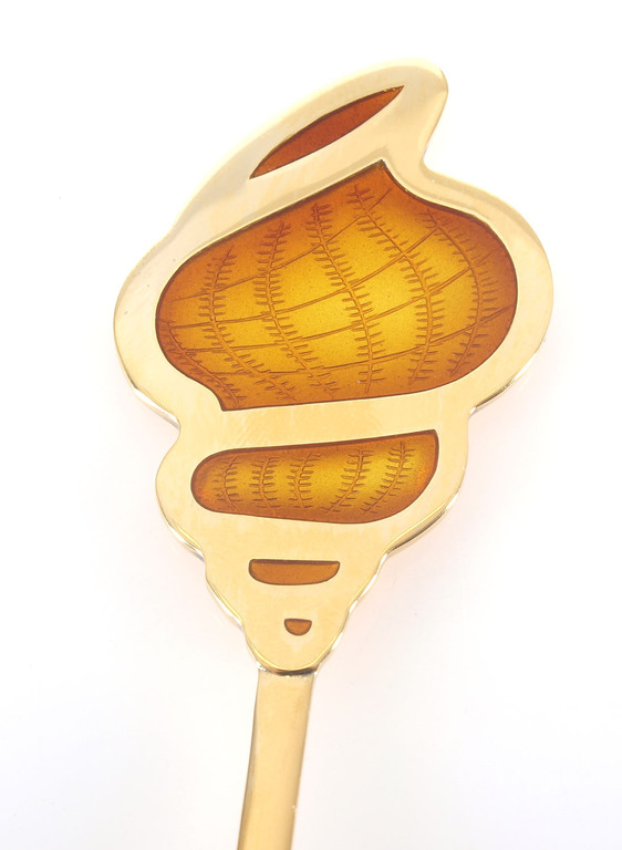 Apzeltīta lielā sudraba karote ar 1 krāsas emalju ”Gliemezis”