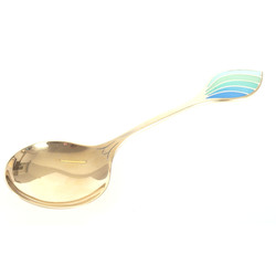 Large guilded silver spoon with 5 colors of enamel “Rainbow”