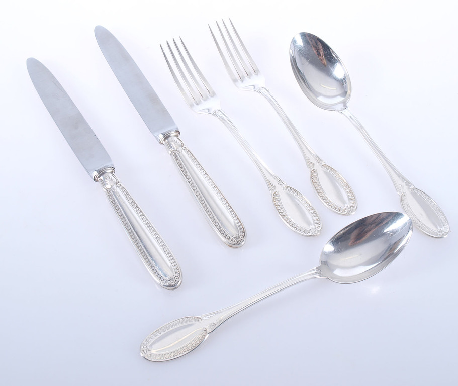 Art Nouveau silver cutlery set - 2 spoons, 2 knives, 2 spoons