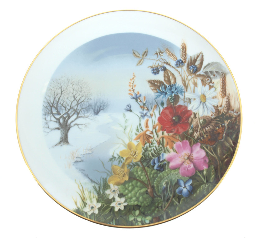 Porcelāna sienas šķīvis ”Ziedi”