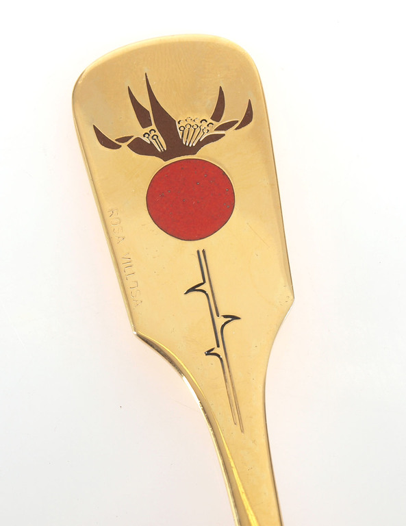 Large guilded silver spoon with 1color of enamel “Red berry”