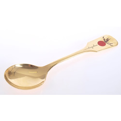 Large guilded silver spoon with 1color of enamel “Red berry”