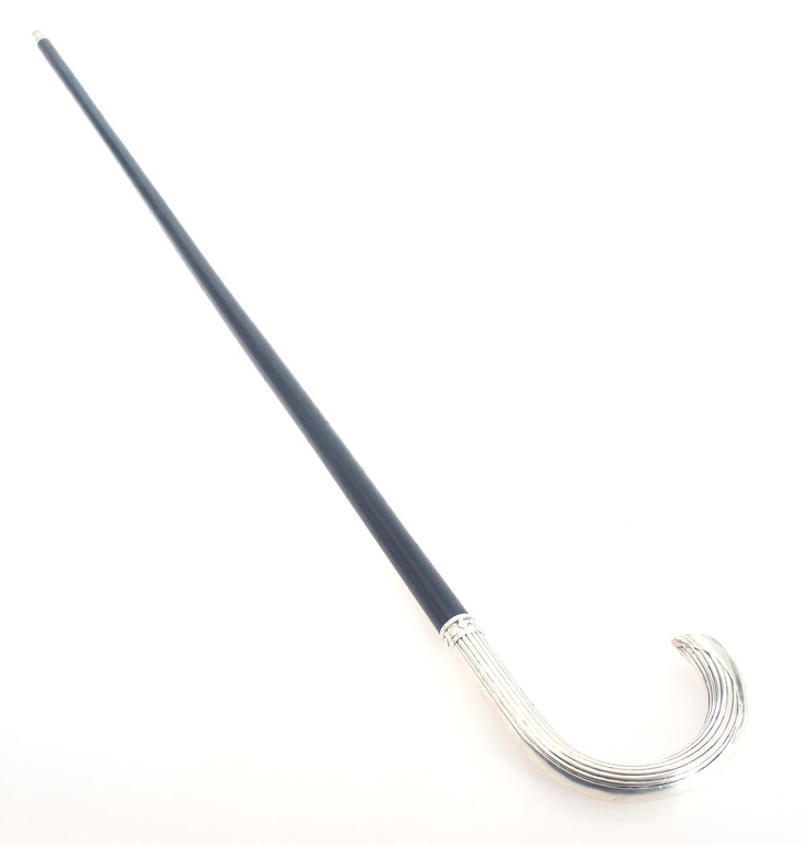 Art Nouveau walking stick with a silver handle and bottom