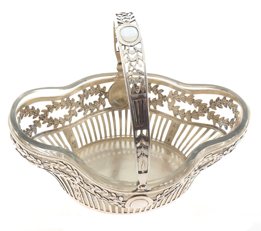 Art Nouveau silver utensil for sweets with a glass