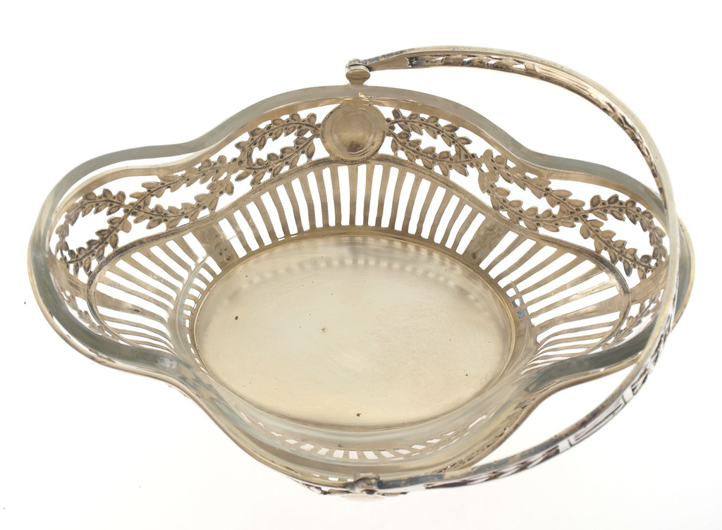 Art Nouveau серебро миска для конфетки со стеклом