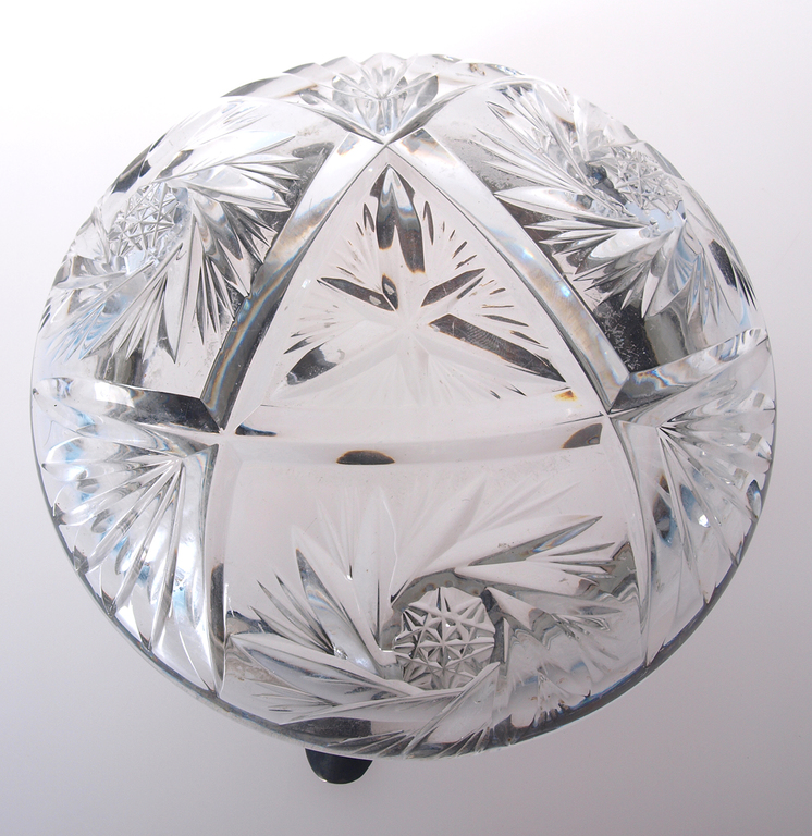 Crystal ashtray with silver finish, with engrave “Liepajas sport week first place in 1000 meters running with obstacles”