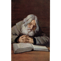 Postcard “The old man with the book”