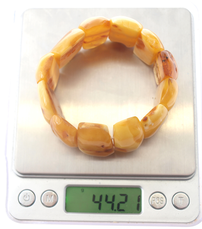 Antique Natural Baltic Egg yolk butterscotch amber bracelet, 44.21 grams