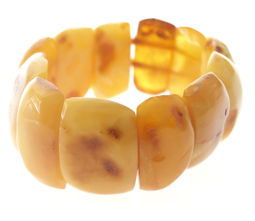 Antique Natural Baltic Egg yolk butterscotch amber bracelet, 44.21 grams