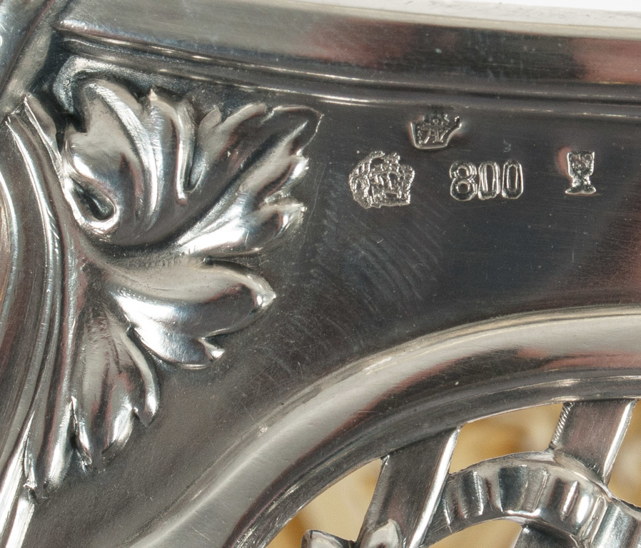 Art Nouveau style silver candy dish with glass