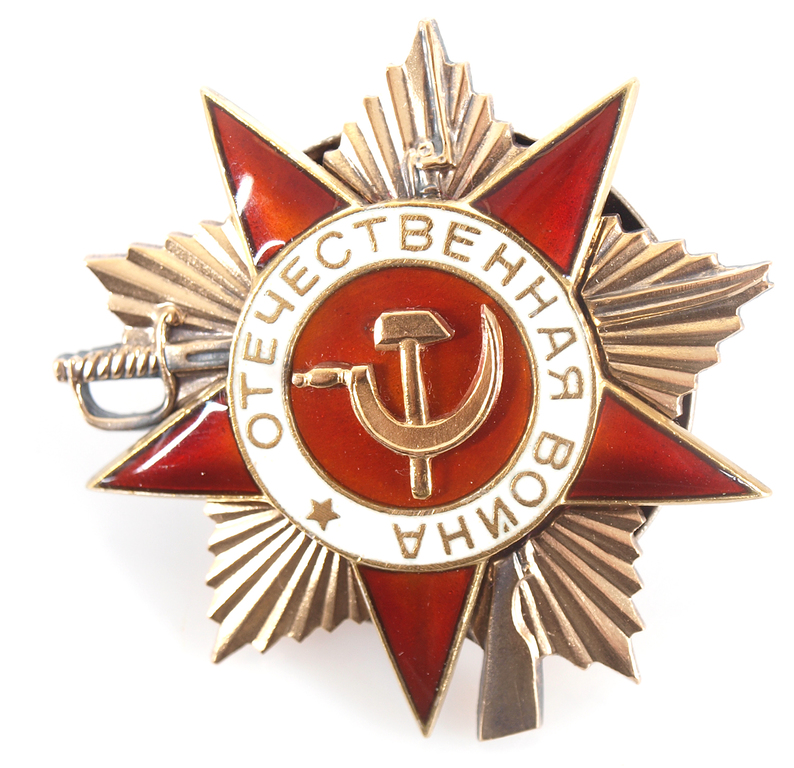 Apbalvojumu komplekts - Tēvijas kara ordenis 1.pakāpe, Nr. 86353, Sarkanās zvaigznes ordenis, NR. 458046