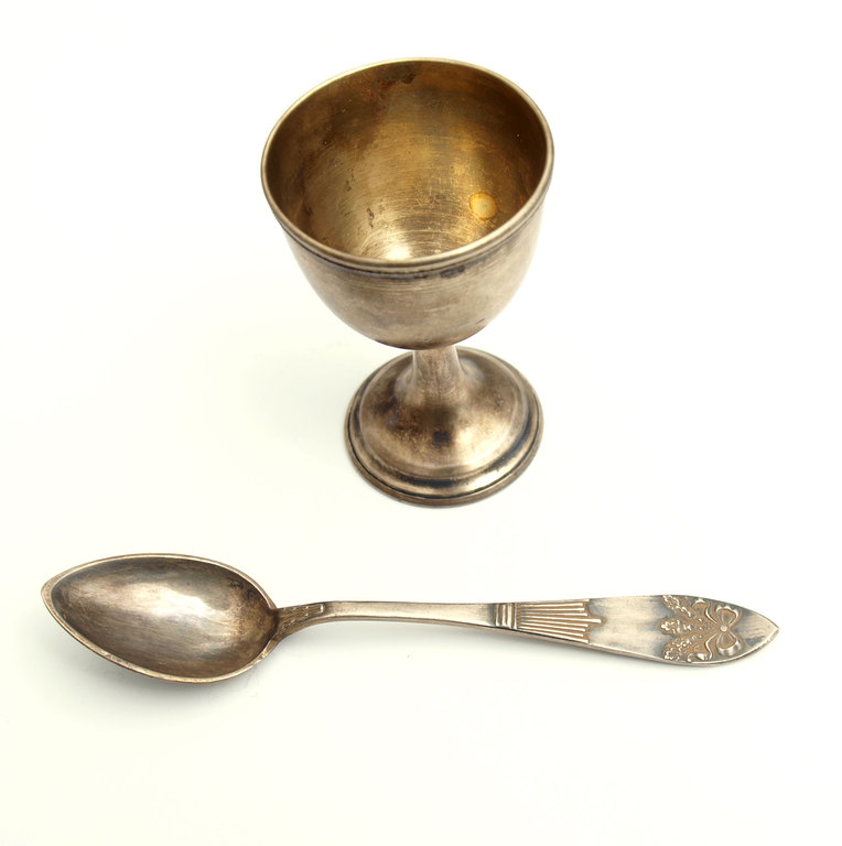 Silver spoon and cup