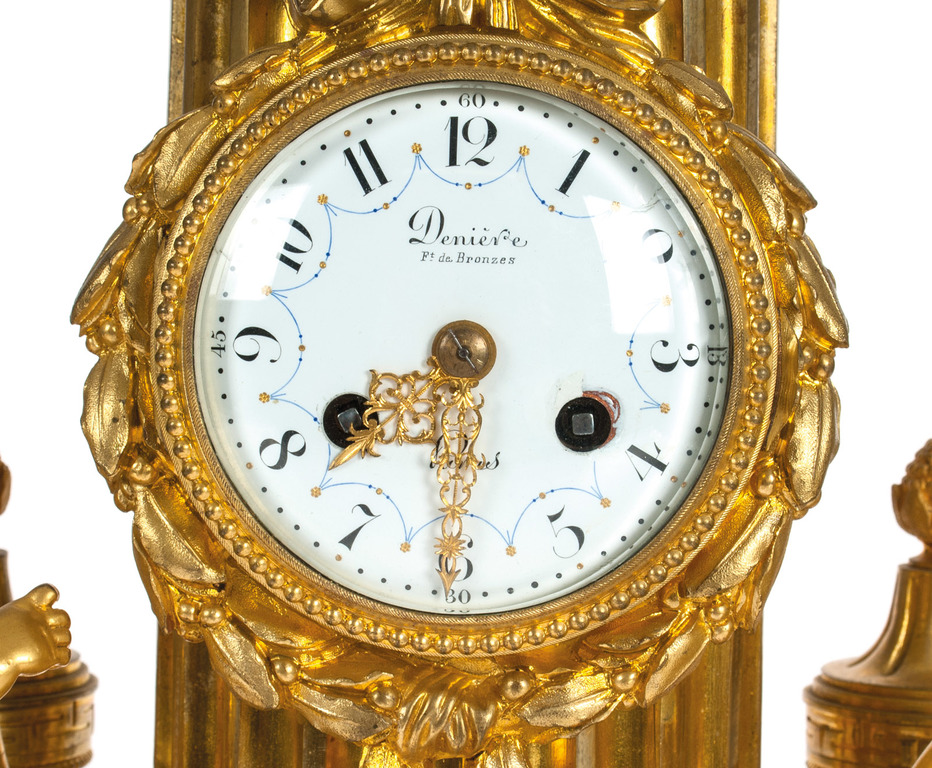 Gilded bronze clock on marble base 
