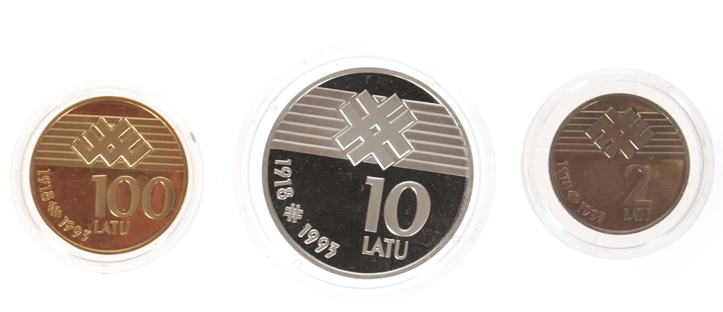 Monētu komplekts “Latvijai 75” (3 gab.)