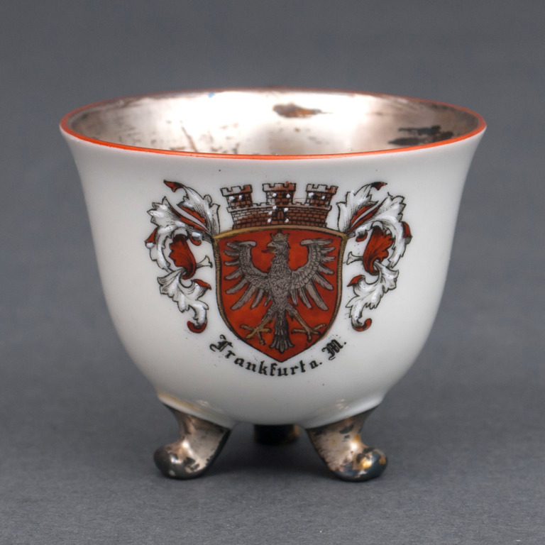 Porcelain cup with silvered inside