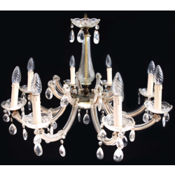 Glass chandelier with pendants
